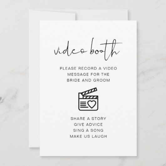 ADELLA Modern Minimal Wedding Video Booth-teken Kaart (Voorkant)