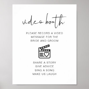ADELLA Modern Minimal Wedding Video Booth-teken Poster