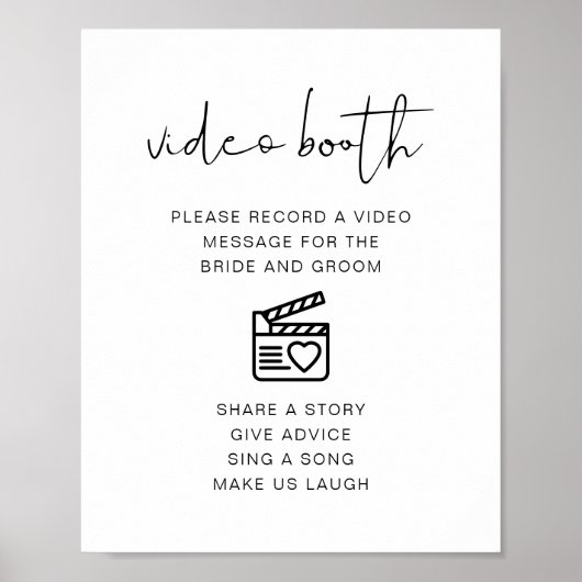 ADELLA Modern Minimal Wedding Video Booth-teken Poster (Voorkant)