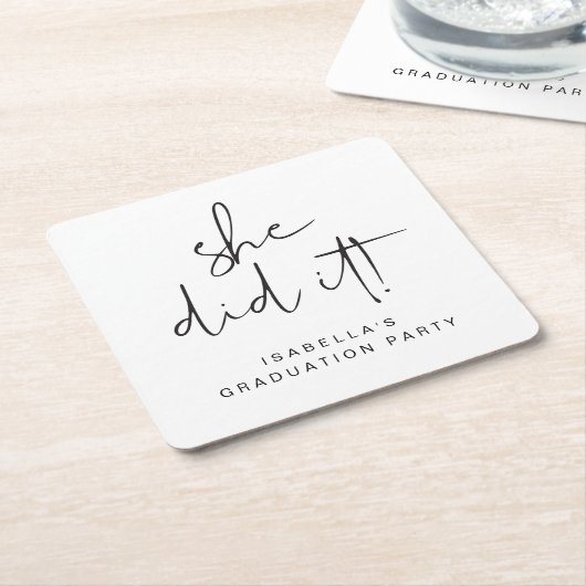 ADELLA Modern Minimal Ze deed het afstudeerfeest Kartonnen Onderzetters (Schuin)