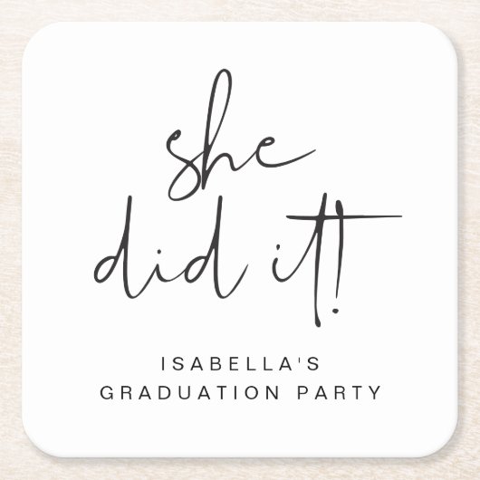 ADELLA Modern Minimal Ze deed het afstudeerfeest Kartonnen Onderzetters (Voorkant)