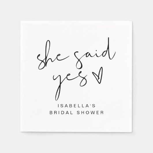 ADELLA Modern Minimal Ze Heeft Ja Gezegd Bruiloft Servet (Voorkant)