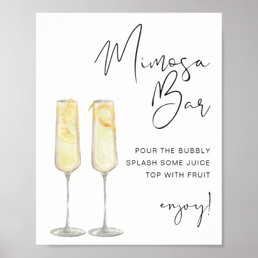 ADELLA Modern Minimalist Bridal Mimosa Bar Poster (Voorkant)