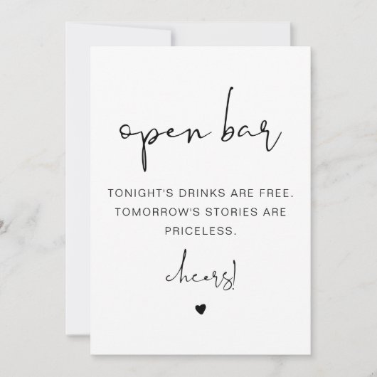 ADELLA Modern Minimalist Funny Open Bar Kaart (Voorkant)