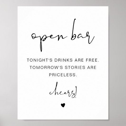 ADELLA Modern Minimalist Funny Open Bar Poster (Voorkant)