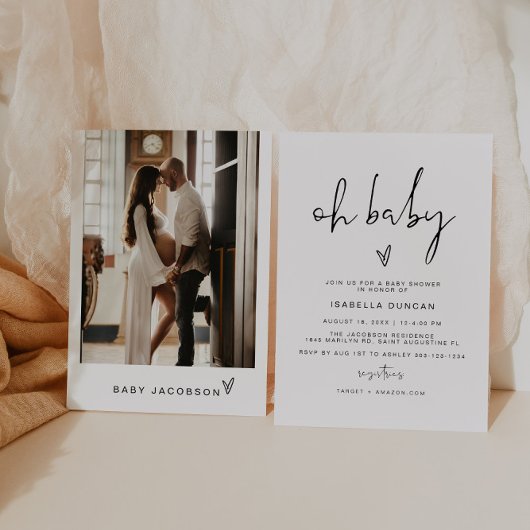 ADELLA Modern Minimalist Oh Baby shower Kaart