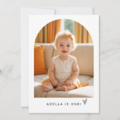 ADELLA Modern Minimalist One Photo 1e verjaardag Kaart (Achterkant)