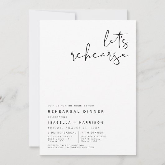 ADELLA Modern Minimalist Rehearsal Dinner Kaart (Voorkant)