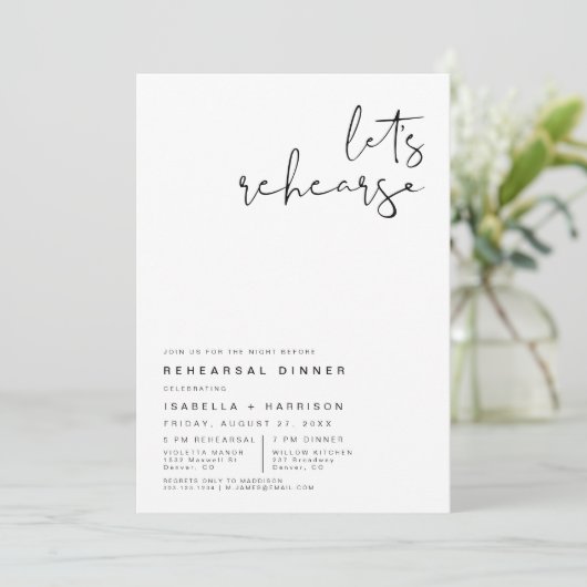 ADELLA Modern Minimalist Rehearsal Dinner Kaart (Staand voorkant)
