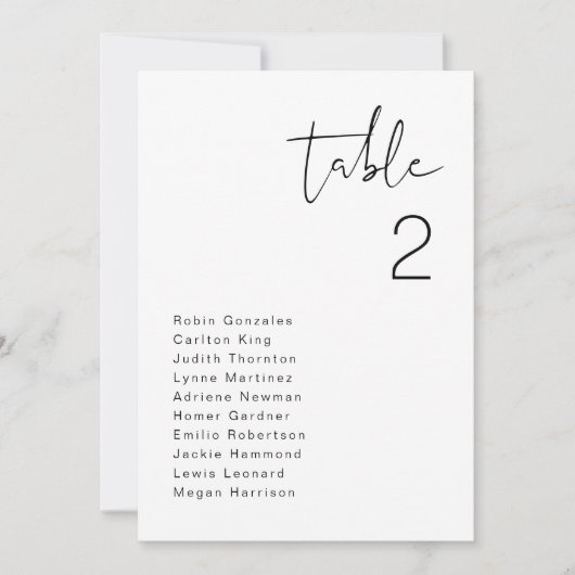 ADELLA Modern Minimalist Table Seating Card Kaart (Voorkant)