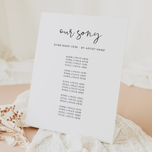 ADELLA Modern Minimalist Wedding Song Lyrics Reclamebord Met Voetstuk