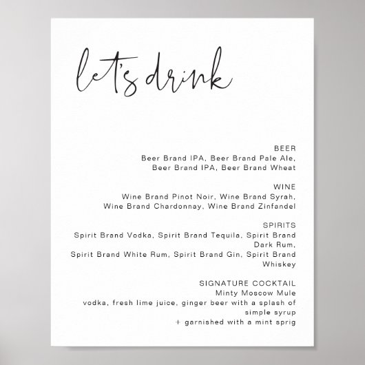 ADELLA Modern Minimalistisch Laten we drankbar men Poster (Voorkant)