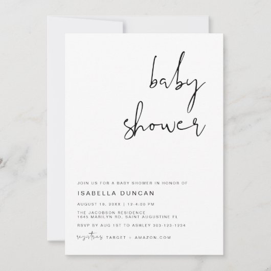 ADELLA Modern minimalistische uitnodiging tot Baby (Voorkant)