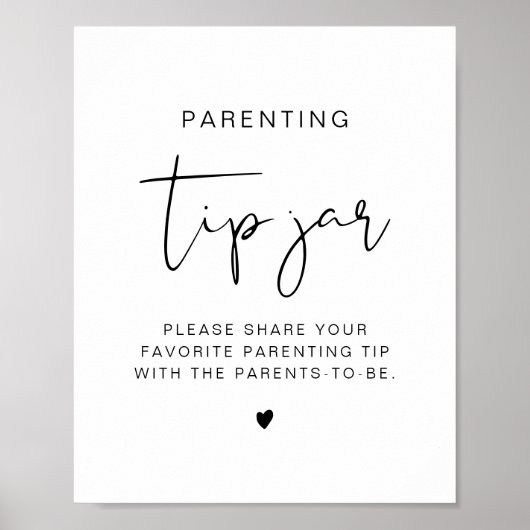 ADELLA Modern Ouderschap Tip Jar en Advice Sign Poster (Voorkant)