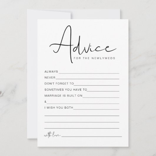 ADELLA Modern Pas getrouwd Advice en Wishes Game K Kaart (Voorkant)