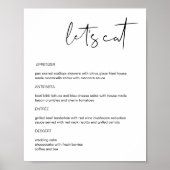 ADELLA- Moderne minimalist Let's Eat Dinner Menu Poster (Voorkant)