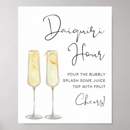 ADELLA Moderne Minimalistische Bruids Daiquiri Uur Poster (Voorkant)