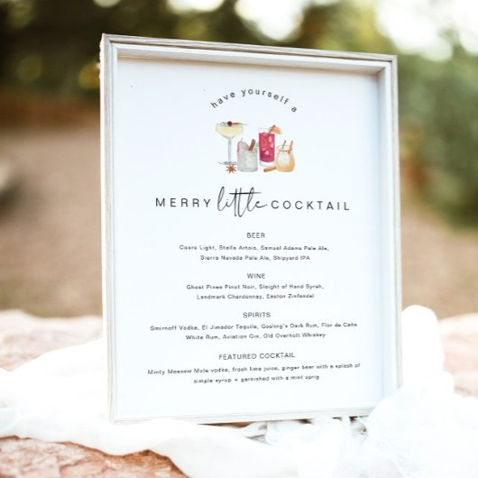 ADELLA Randig Minimalistisch Kerst Cocktails Menu  Poster