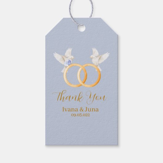 ADELLE Eenvoudige Dusk Blauw Paar Bruiloft Cadeaulabel (Voorkant)