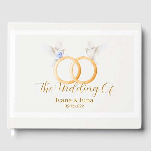 ADELLE Eenvoudige Dusk Blauw Paar Bruiloft Gastenboek (Voorkant)