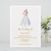 ADELLE Eenvoudige Dusk Blauw Paar Bruiloft Kaart (Staand voorkant)