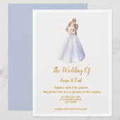 ADELLE Eenvoudige Dusk Blauw Paar Bruiloft Kaart (Voorkant / Achterkant)