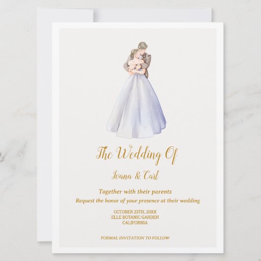 ADELLE Eenvoudige Dusk Blauw Paar Bruiloft Kaart (Voorkant)