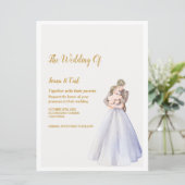 ADELLE Eenvoudige Dusk Blauw Paar Bruiloft Kaart (Staand voorkant)