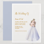 ADELLE Eenvoudige Dusk Blauw Paar Bruiloft Kaart (Voorkant / Achterkant)