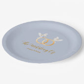 ADELLE Eenvoudige Dusk Blauw Paar Bruiloft Papieren Bordje (Gekanteld)