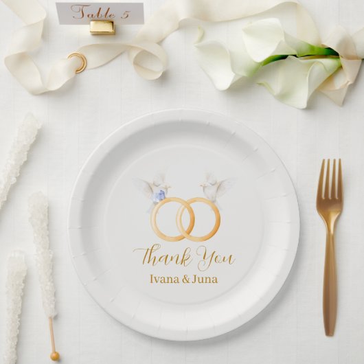 ADELLE Eenvoudige Dusk Blauw Paar Bruiloft Papieren Bordje (Huwelijk)