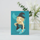 Adellia - Goth fairy witch black cat postcard Briefkaart (Staand voorkant)