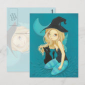 Adellia - Goth fairy witch black cat postcard Briefkaart (Voorkant / Achterkant)