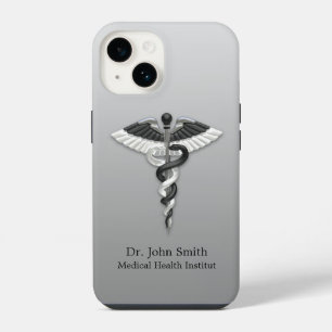 Adellijk Medisch Klasse Elegant Zwart Wit Caduceus iPhone 14 Hoesje