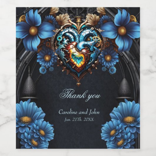 Adellijk steampunkhart wijn etiket (Enkel label)