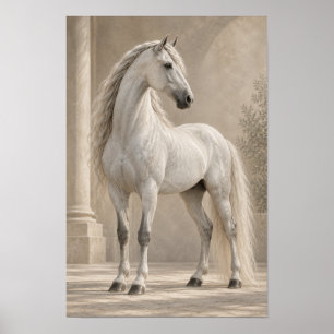 Adellijk Wit Paard Klassiek Ruiterportret Wa Poster
