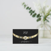Adellijk Zwart en Goud met Monogram Professioneel Visitekaartje (Staand voorkant)