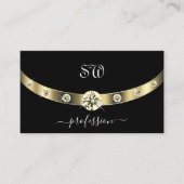 Adellijk Zwart en Goud met Monogram Professioneel Visitekaartje (Voorkant)