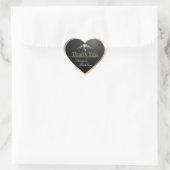 Adellijk Zwart met Gouden Frame en Monogram Bedank Hart Sticker (Tas)
