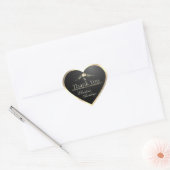 Adellijk Zwart met Gouden Frame en Monogram Bedank Hart Sticker (Envelop)