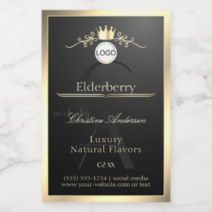 Adellijk Zwart Productlabel Gouden Frame Logo Mono Voedselcontainer Etiket