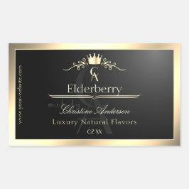 Adellijk zwart productlabel met gouden frame monog rechthoekige sticker