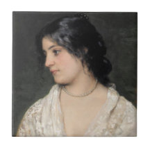 Adellijke dame met parelketting