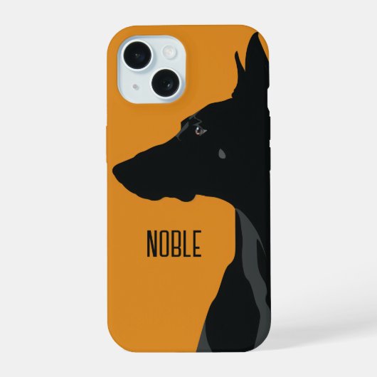 Adellijke Zwarte Dobermann iPhone 15 Case (Achterkant)