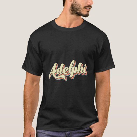 Adelphi Tshirt Retro Art Baseball Font  (Voorkant)