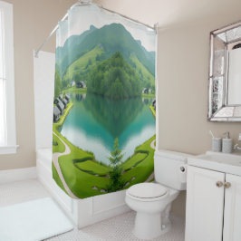 Adem de bergen in - Schilderachtig Douchegordijn