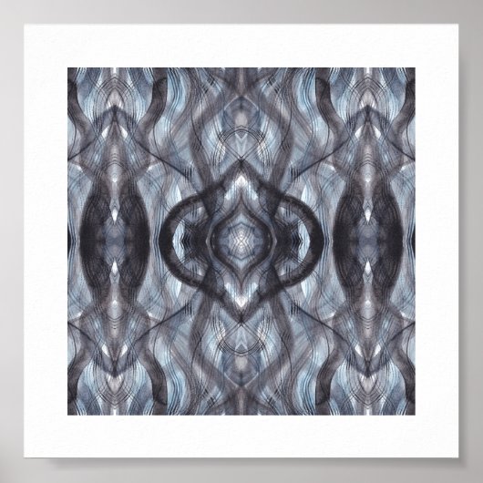 Adem donkerblauwe abstracte aquarel kunst poster (Voorkant)