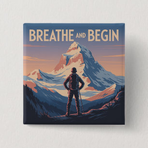 Adem En Begin Vierkante Button 5,1 Cm