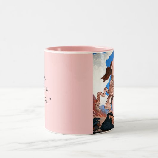 "Adem...en ontgrendel de godin binnen..." Twee-T Tweekleurige Koffiemok (Center)