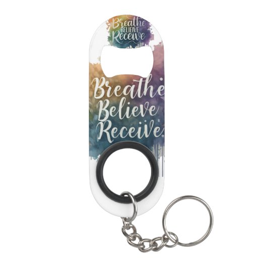 Adem, geloof, ontvang** mini flessenopener (Achterkant)